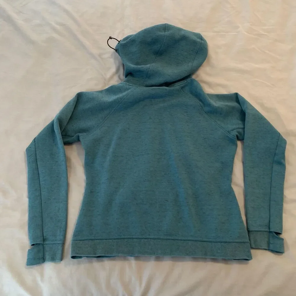 Nike Hoodie Womens Medium Blue Funnel Neck Thumbhole Running Pullover Sweatshirt